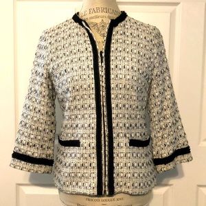Coldwater Creek Zip Front B&W Plaid Jacket